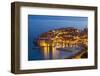 Aerial view of Old Port and Dubrovnik Old Town at night, UNESCO World Heritage Site, Dubrovnik, Dal-Neale Clark-Framed Photographic Print