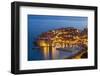 Aerial view of Old Port and Dubrovnik Old Town at night, UNESCO World Heritage Site, Dubrovnik, Dal-Neale Clark-Framed Photographic Print