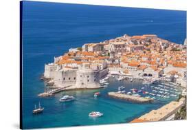 Aerial view of Old Port and Dubrovnik Old town, UNESCO World Heritage Site, Dubrovnik, Dalmatian Co-Neale Clark-Stretched Canvas