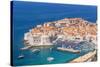 Aerial view of Old Port and Dubrovnik Old town, UNESCO World Heritage Site, Dubrovnik, Dalmatian Co-Neale Clark-Stretched Canvas