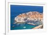 Aerial view of Old Port and Dubrovnik Old town, UNESCO World Heritage Site, Dubrovnik, Dalmatian Co-Neale Clark-Framed Photographic Print