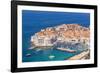 Aerial view of Old Port and Dubrovnik Old town, UNESCO World Heritage Site, Dubrovnik, Dalmatian Co-Neale Clark-Framed Photographic Print