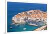 Aerial view of Old Port and Dubrovnik Old town, UNESCO World Heritage Site, Dubrovnik, Dalmatian Co-Neale Clark-Framed Photographic Print