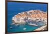 Aerial view of Old Port and Dubrovnik Old town, UNESCO World Heritage Site, Dubrovnik, Dalmatian Co-Neale Clark-Framed Photographic Print