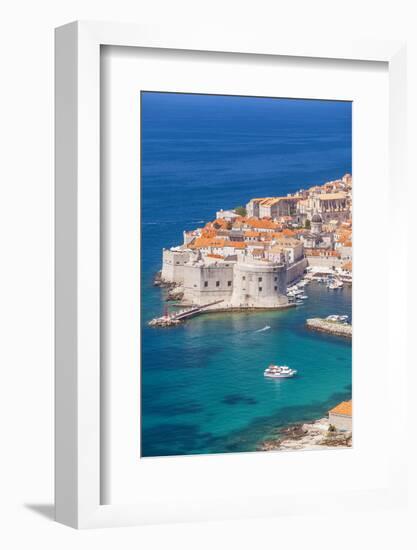 Aerial view of Old Port and Dubrovnik Old Town, UNESCO World Heritage Site, Dubrovnik, Dalmatian Co-Neale Clark-Framed Photographic Print