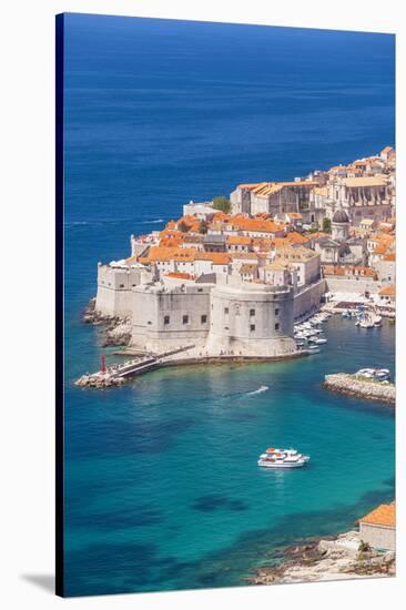 Aerial view of Old Port and Dubrovnik Old Town, UNESCO World Heritage Site, Dubrovnik, Dalmatian Co-Neale Clark-Stretched Canvas