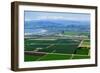 Aerial view of Oxnard farm fields in spring with Ventura City and Pacific Ocean in background, V...-null-Framed Photographic Print