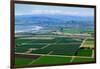 Aerial view of Oxnard farm fields in spring with Ventura City and Pacific Ocean in background, V...-null-Framed Photographic Print