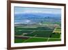 Aerial view of Oxnard farm fields in spring with Ventura City and Pacific Ocean in background, V...-null-Framed Photographic Print