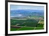 Aerial view of Oxnard farm fields in spring with Ventura City and Pacific Ocean in background, V...-null-Framed Photographic Print