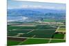 Aerial view of Oxnard farm fields in spring with Ventura City and Pacific Ocean in background, V...-null-Mounted Photographic Print