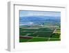 Aerial view of Oxnard farm fields in spring with Ventura City and Pacific Ocean in background, V...-null-Framed Photographic Print