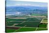 Aerial view of Oxnard farm fields in spring with Ventura City and Pacific Ocean in background, V...-null-Stretched Canvas