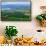 Aerial view of Oxnard farm fields in spring with Ventura City and Pacific Ocean in background, V...-null-Framed Stretched Canvas displayed on a wall