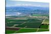 Aerial view of Oxnard farm fields in spring with Ventura City and Pacific Ocean in background, V...-null-Stretched Canvas