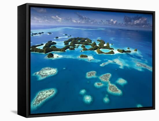 Aerial View of Palau known as 70 Mile Islands-Ian Shive-Framed Stretched Canvas