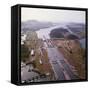 Aerial View of Panama Canal's Miraflores Locks-null-Framed Stretched Canvas