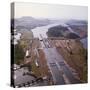 Aerial View of Panama Canal's Miraflores Locks-null-Stretched Canvas