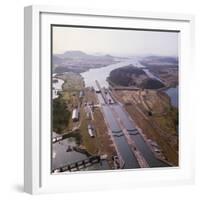 Aerial View of Panama Canal's Miraflores Locks-null-Framed Photographic Print