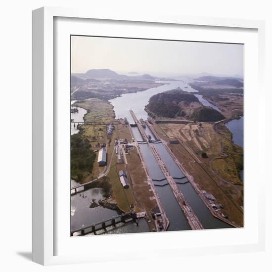 Aerial View of Panama Canal's Miraflores Locks-null-Framed Photographic Print