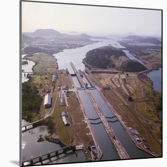 Aerial View of Panama Canal's Miraflores Locks-null-Mounted Photographic Print