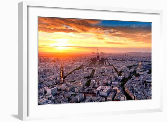 Aerial View of Paris at Sunset-INTERPIXELS-Framed Photographic Print