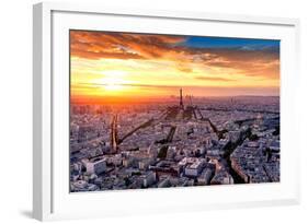 Aerial View of Paris at Sunset-INTERPIXELS-Framed Photographic Print