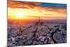 Aerial View of Paris at Sunset-INTERPIXELS-Mounted Photographic Print