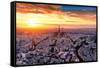 Aerial View of Paris at Sunset-INTERPIXELS-Framed Stretched Canvas