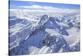 Aerial View of Peak Ferra and Peaks Piani Covered with Snow, Spluga Valley, Chiavenna-Roberto Moiola-Stretched Canvas