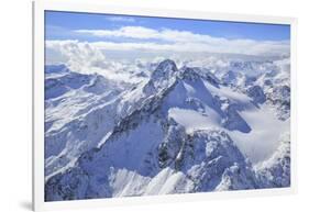 Aerial View of Peak Ferra and Peaks Piani Covered with Snow, Spluga Valley, Chiavenna-Roberto Moiola-Framed Photographic Print