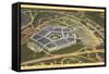 Aerial View of Pentagon-null-Framed Stretched Canvas