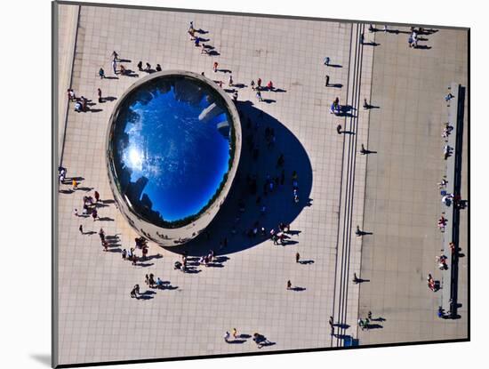 Aerial view of people standing by Cloud Gate at Millennium Park, Chicago, Cook County, Illinois...-null-Mounted Photographic Print