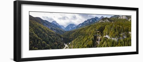 Aerial View of Pericnik Waterfall, Triglav National Park, Upper Carniola, Slovenia-Panoramic Images-Framed Photographic Print