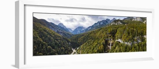 Aerial View of Pericnik Waterfall, Triglav National Park, Upper Carniola, Slovenia-Panoramic Images-Framed Photographic Print