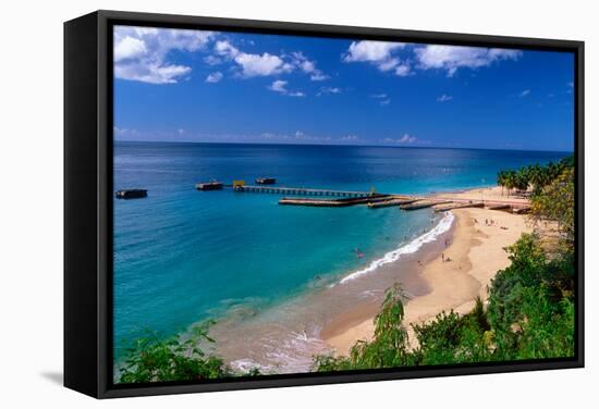 Aerial View of Playa Crashboat, Puerto Rico-George Oze-Framed Stretched Canvas