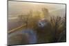 Aerial view of Pleasant Grove Methodist Church in foggy day, Marion Co., Illinois, USA-Panoramic Images-Mounted Photographic Print