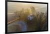 Aerial view of Pleasant Grove Methodist Church in foggy day, Marion Co., Illinois, USA-Panoramic Images-Framed Photographic Print