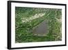 Aerial view of pool in wetland habitat, Okavango Delta, Botswana-Jean Hosking-Framed Photographic Print