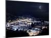 Aerial View of Port Hercules in Monaco at Night-null-Mounted Photographic Print