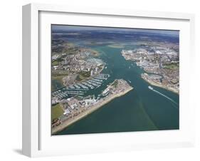 Aerial View of Portsmouth Harbour and the Solent, Hampshire, England, United Kingdom, Europe-Peter Barritt-Framed Photographic Print