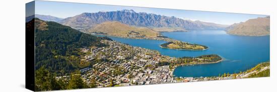 Aerial View of Queenstown, Lake Wakatipu and Remarkable Mountains, Otago Region, New Zealand-Matthew Williams-Ellis-Stretched Canvas