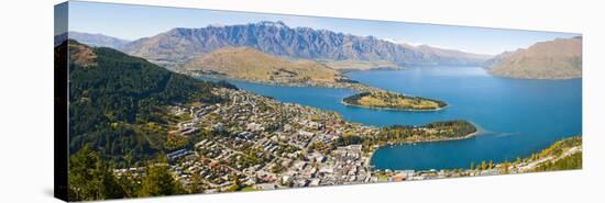 Aerial View of Queenstown, Lake Wakatipu and Remarkable Mountains, Otago Region, New Zealand-Matthew Williams-Ellis-Stretched Canvas