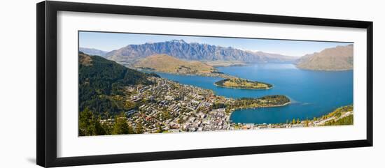 Aerial View of Queenstown, Lake Wakatipu and Remarkable Mountains, Otago Region, New Zealand-Matthew Williams-Ellis-Framed Photographic Print