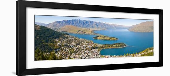 Aerial View of Queenstown, Lake Wakatipu and Remarkable Mountains, Otago Region, New Zealand-Matthew Williams-Ellis-Framed Photographic Print