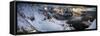 Aerial view of Reine village and fjords in winter, Moskenesoya, Lofoten, Norway-Panoramic Images-Framed Stretched Canvas