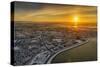 Aerial View of Reykjavik in the Winter at Sunset, Iceland-Ragnar Th Sigurdsson-Stretched Canvas