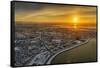 Aerial View of Reykjavik in the Winter at Sunset, Iceland-Ragnar Th Sigurdsson-Framed Stretched Canvas