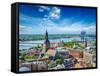 Aerial View of Riga Center from St. Peter's Church, Riga, Latvia-f9photos-Framed Stretched Canvas