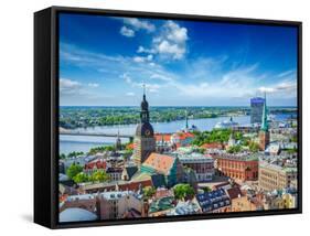 Aerial View of Riga Center from St. Peter's Church, Riga, Latvia-f9photos-Framed Stretched Canvas